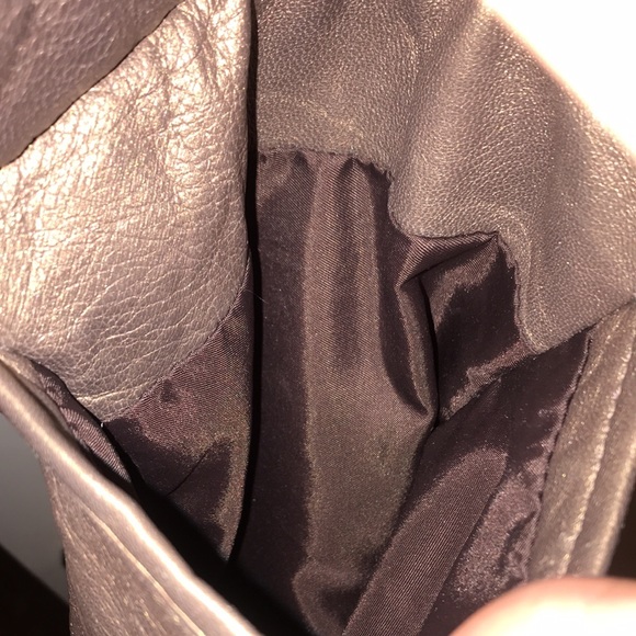 NINA RICCI leather coat with rabbit fur lining bronze metallic vintage RARE L/XL - Picture 9 of 17